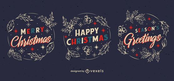 Merry christmas badge set