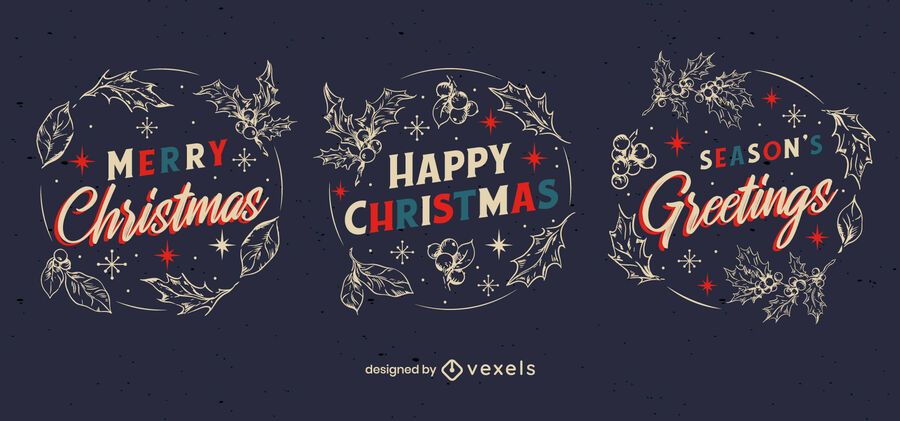 Conjunto de insignias de feliz navidad Conjunto de insignias de feliz navidad