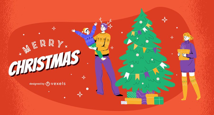 Diseño de ilustración de familia feliz navidad Diseño de ilustración de familia feliz navidad