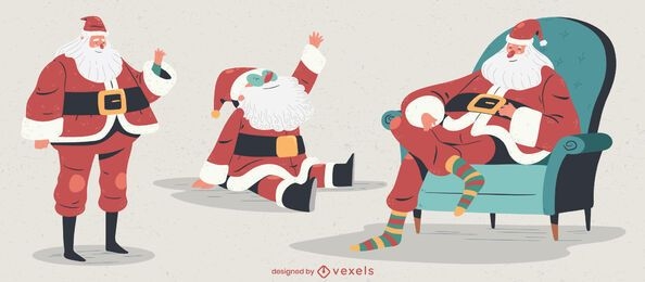 Santa claus character illustration set