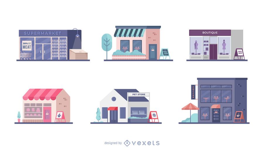 Store flat illustration set Store flat illustration set