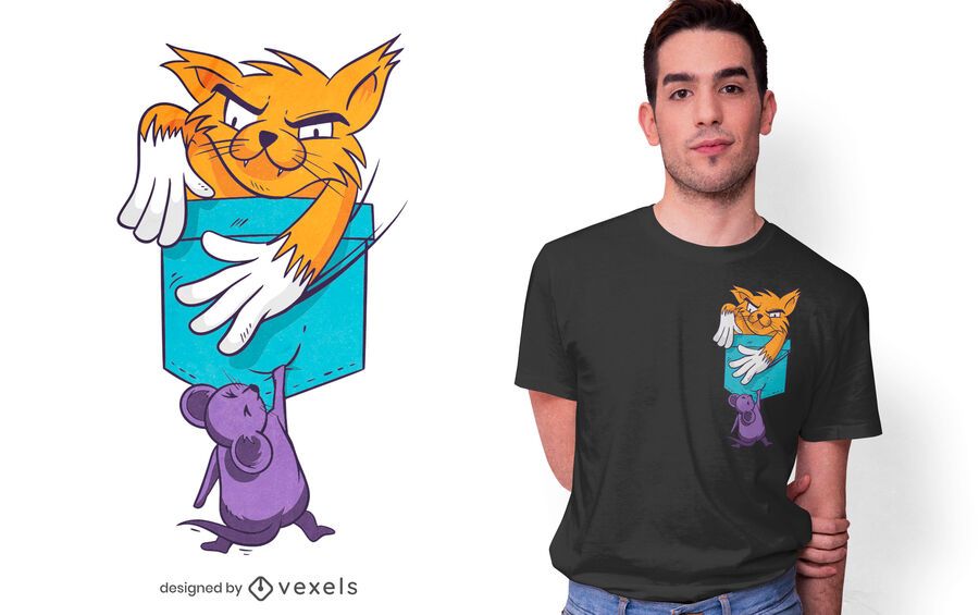 Design de t-shirt de gato e rato Design de t-shirt de gato e rato