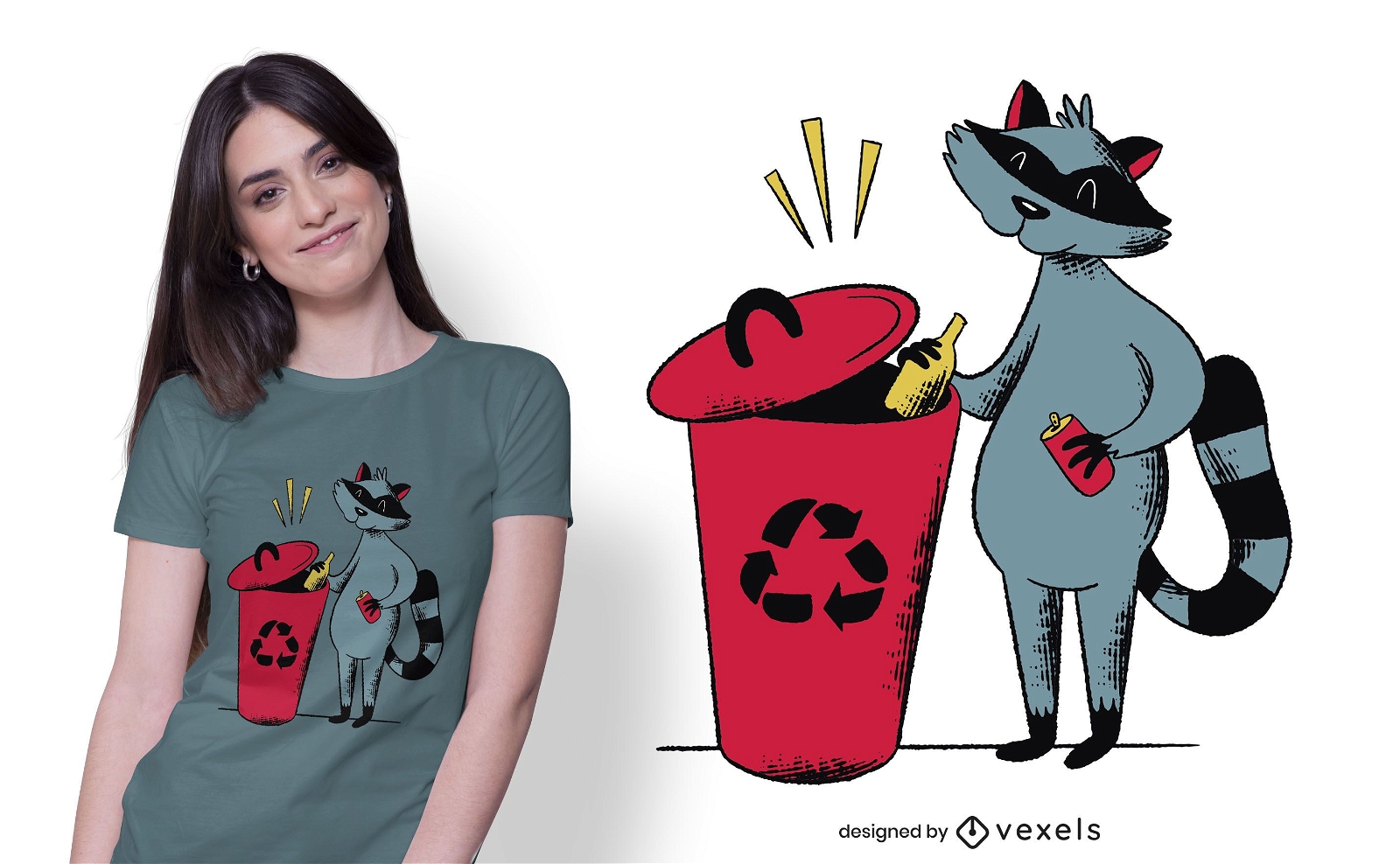 Reciclagem de design de t-shirt de guaxinim
