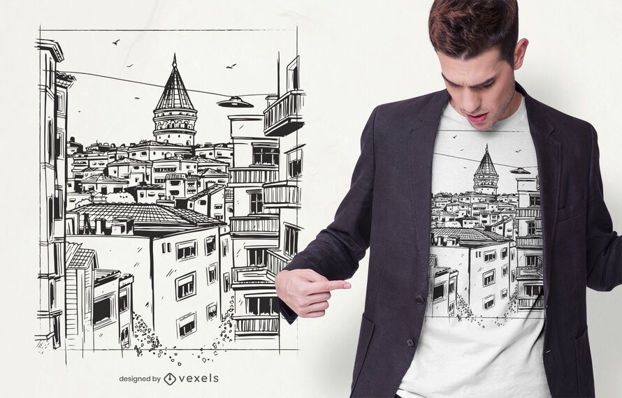 Istanbul buildings t-shirt design Istanbul buildings t-shirt design
