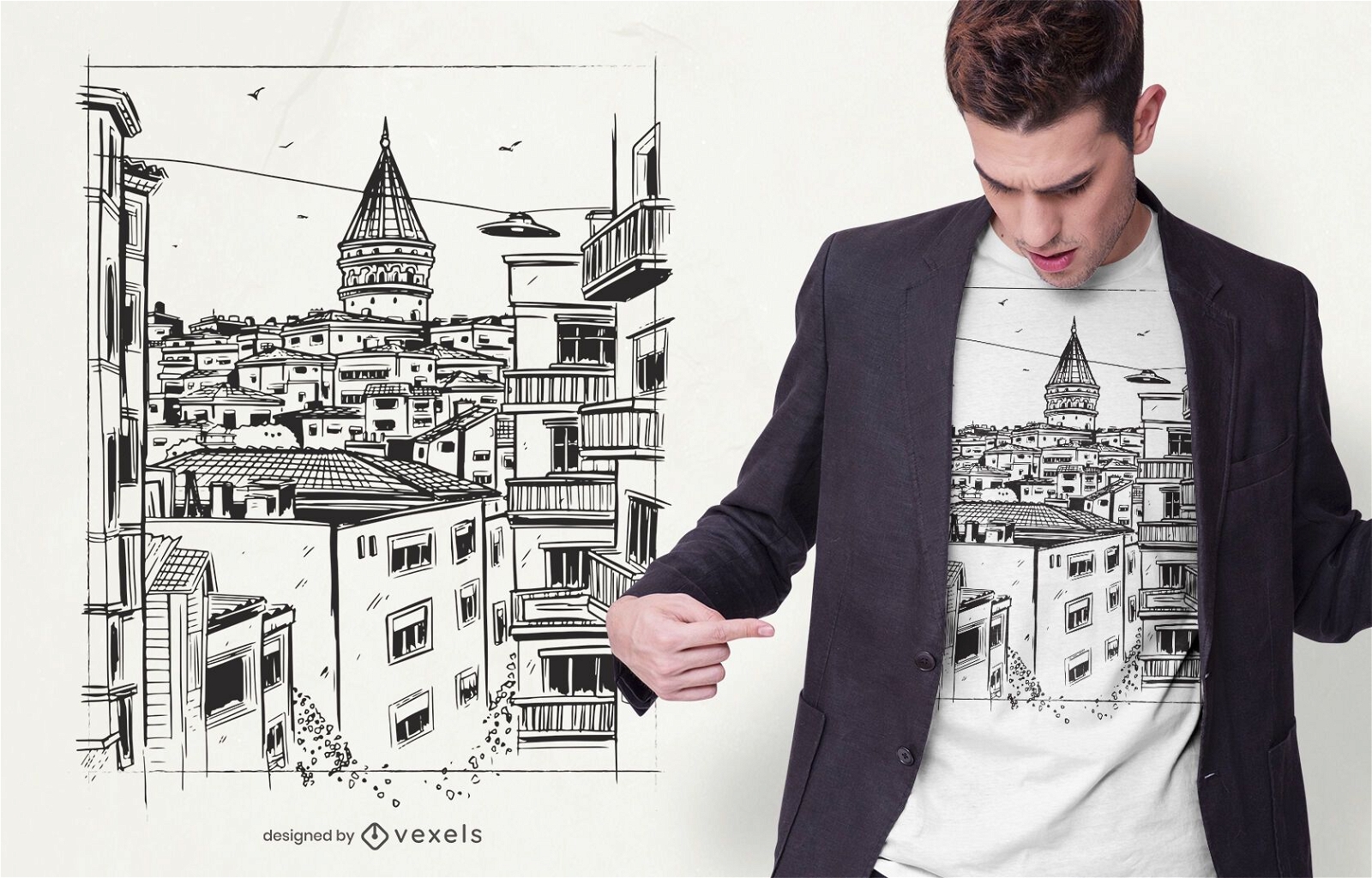 Dise?o de camiseta de edificios de Estambul.
