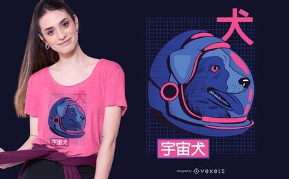 Diseño de camiseta de perro espacial