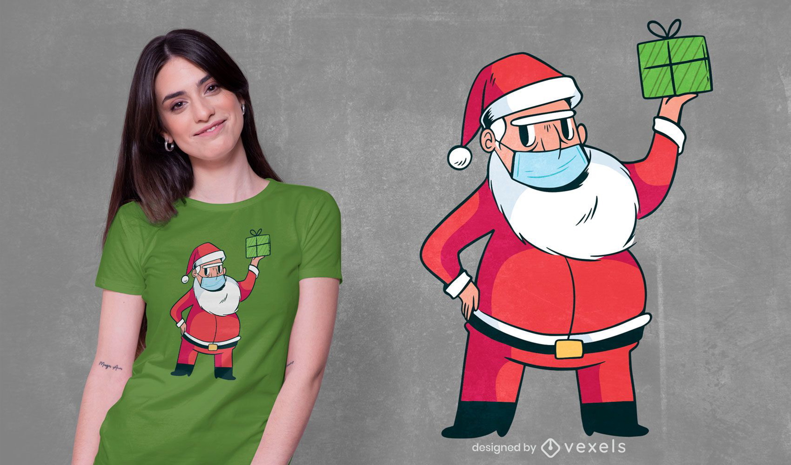 Diseño de camiseta de máscara facial de santa claus