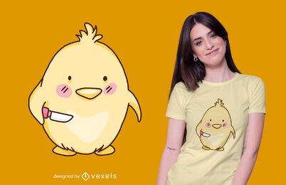 Linda chica con diseño de camiseta de cuchillo