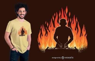 Diseño de camiseta de DJ en llamas Diseño de camiseta de DJ en llamas
