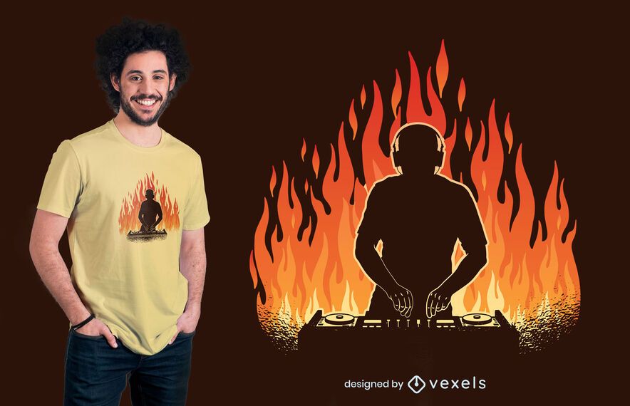 Dj in flames t-shirt design Dj in flames t-shirt design