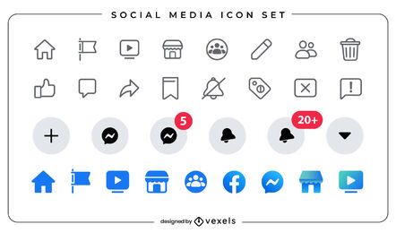 Social-Media-Flachbild-Icon-Set