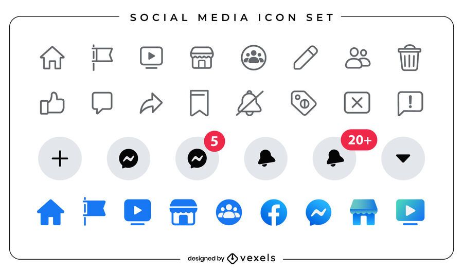 Social media flat icon set Social media flat icon set