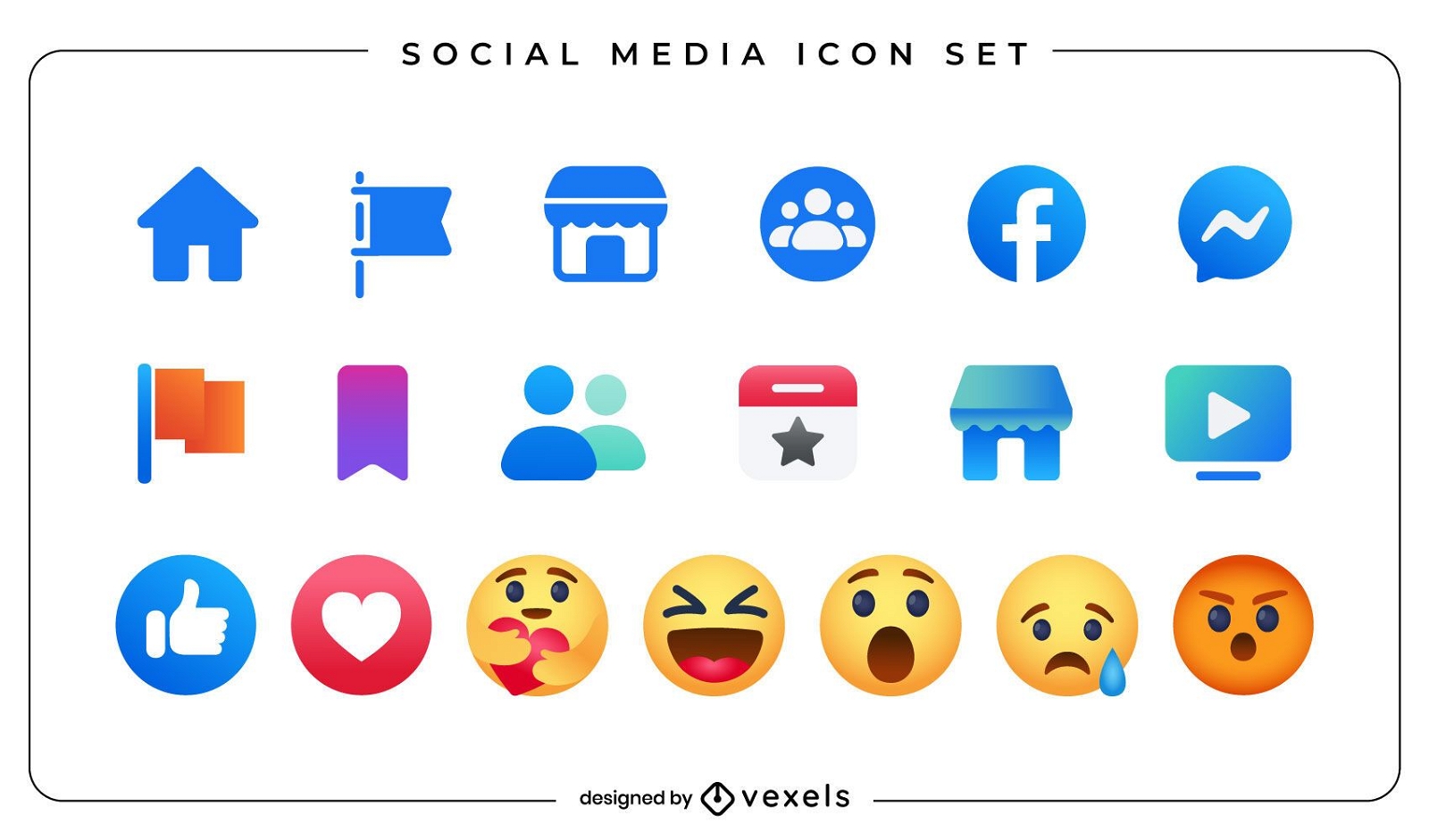 Conjunto de ícones de emoji de mídia social