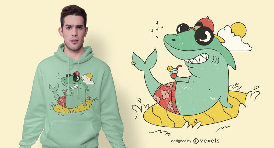 Diseño de camiseta de tiburón de playa Diseño de camiseta de tiburón de playa