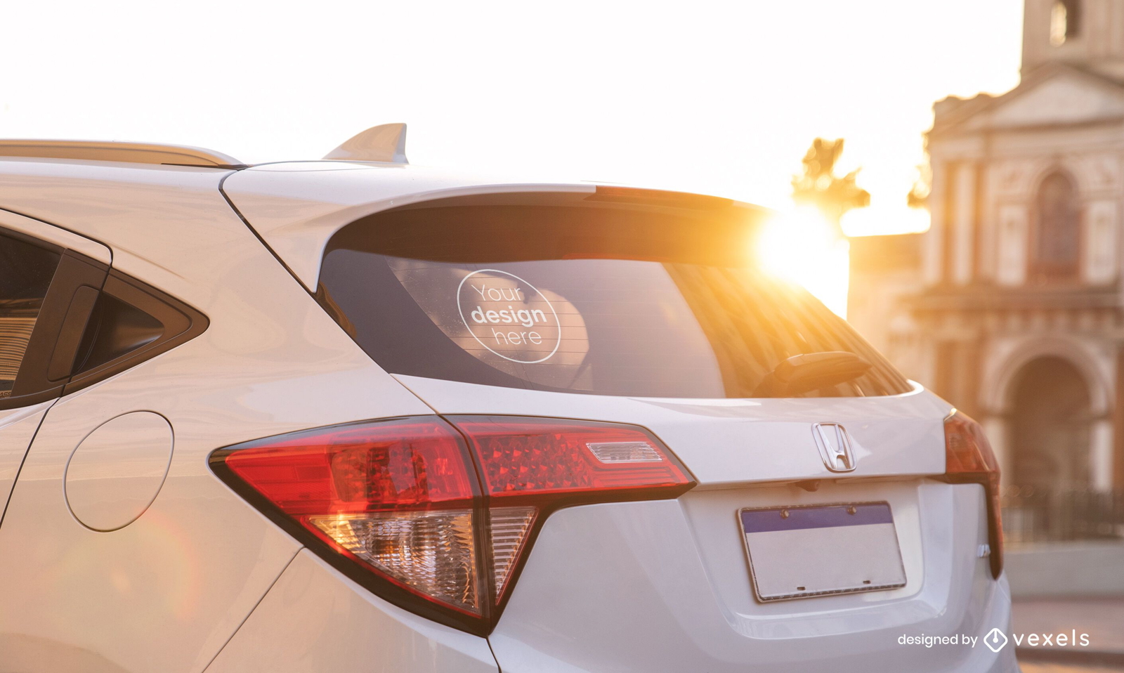 Car sticker sunlight mockup design