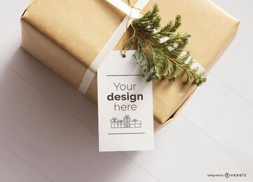 Christmas present tag mockup 
