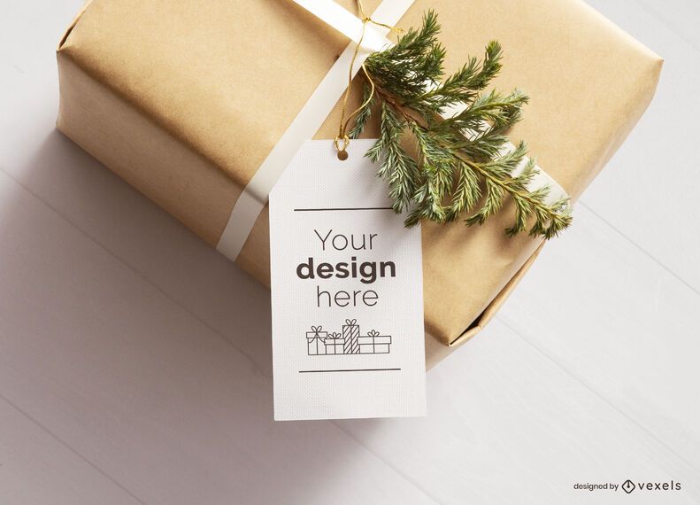 Christmas present tag mockup Christmas present tag mockup
