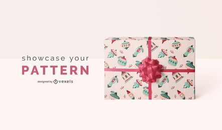 Maqueta de navidad de patrón de papel de regalo