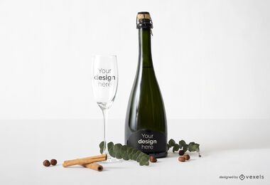 Composición de maqueta de botella de vidrio