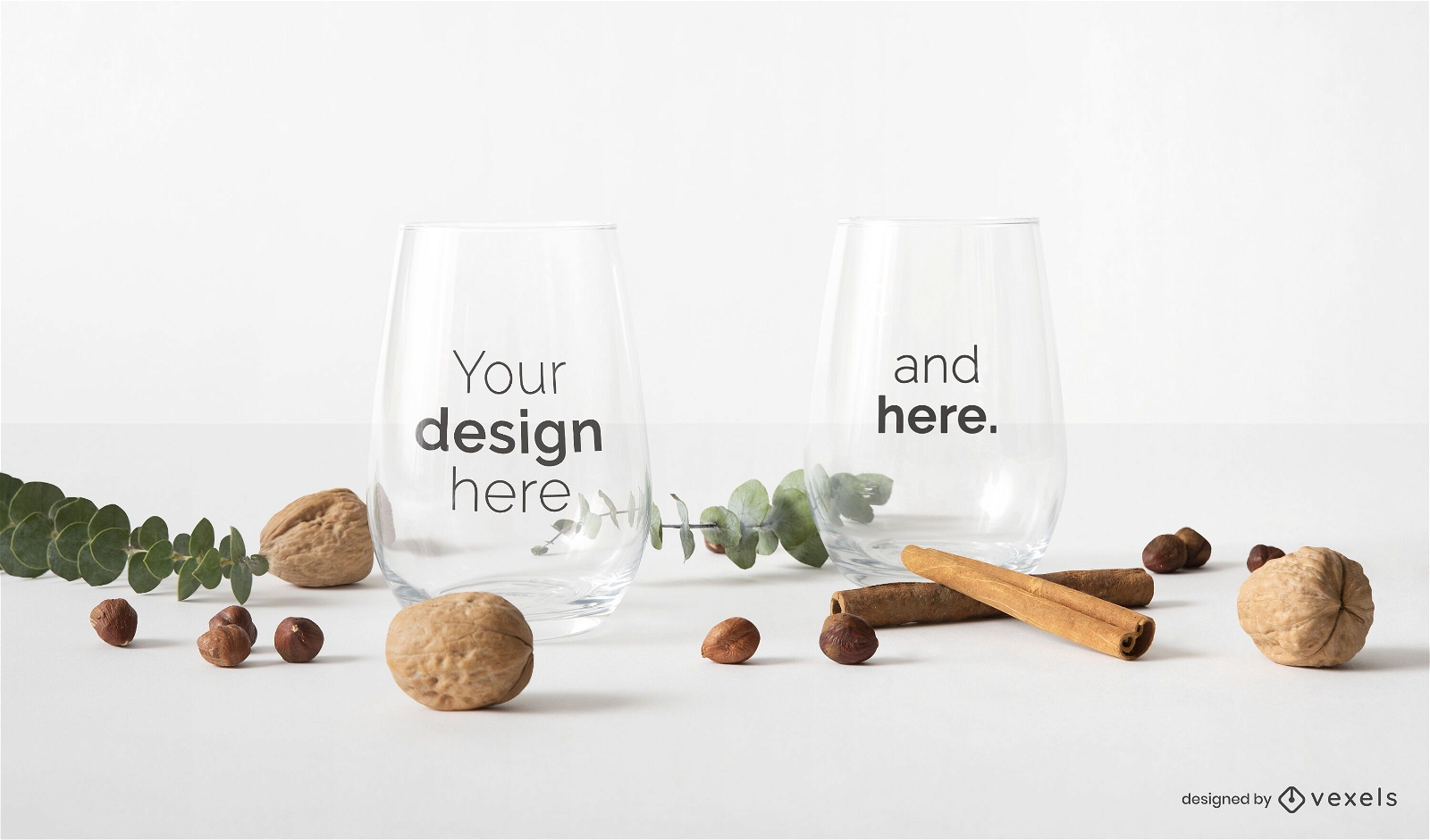 Design de maquete de copos de vidro