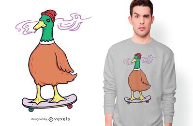 Design de t-shirt de pato skatista Design de t-shirt de pato skatista