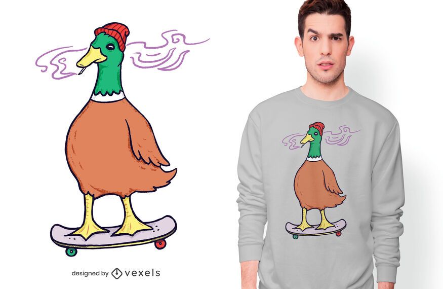 Design de t-shirt de pato skatista Design de t-shirt de pato skatista