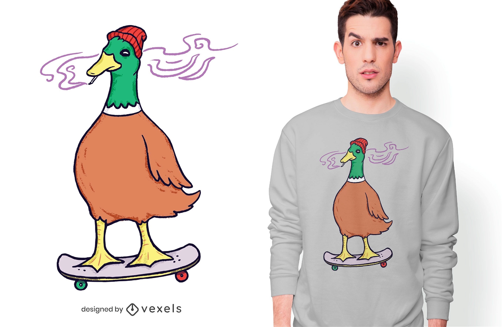 Skater duck t-shirt design