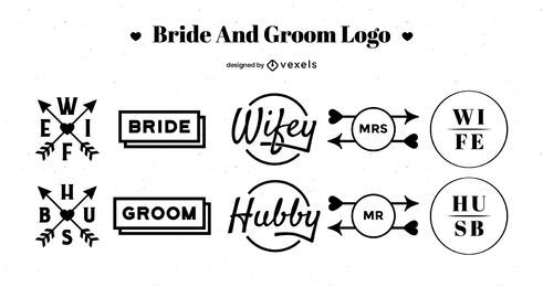 Pacote de design de logotipos de noivos Pacote de design de logotipos de noivos