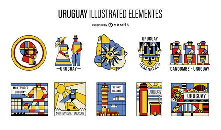 Pacote de Elementos Ilustrados do Cubismo Uruguai Pacote de Elementos Ilustrados do Cubismo Uruguai