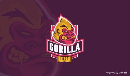 Diseño de logo de mono gorila