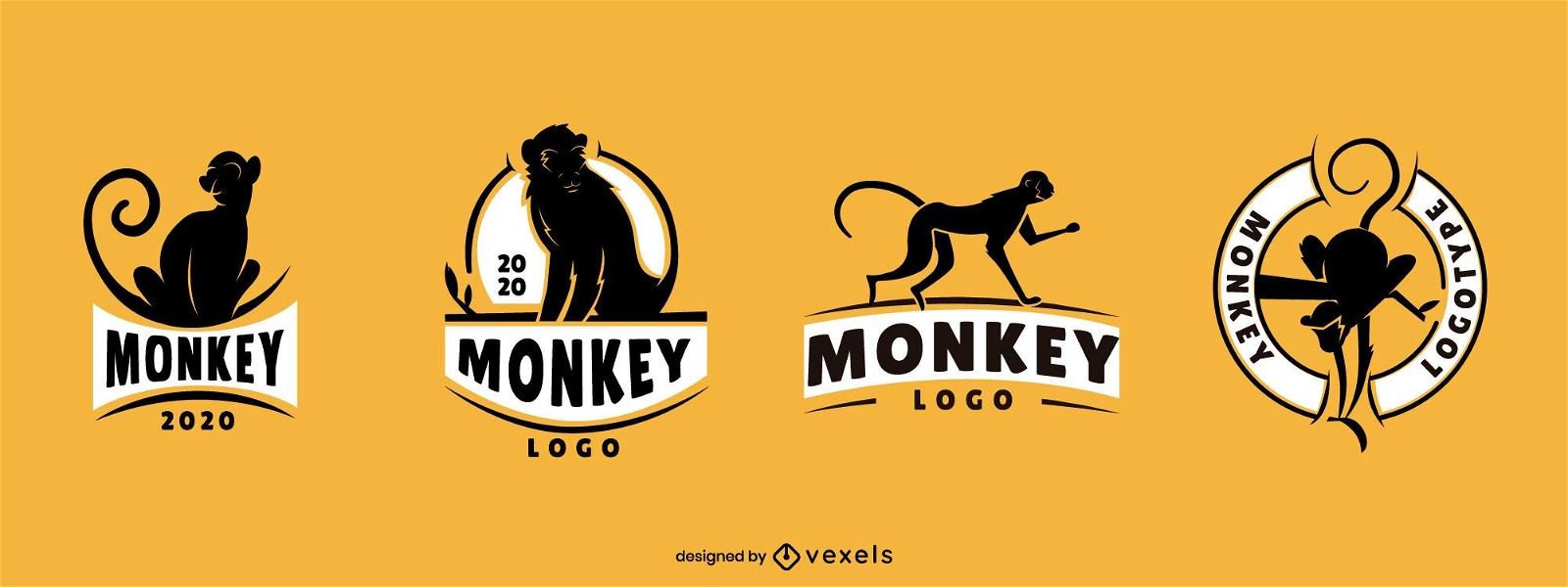 Conjunto de diseño de logotipo de mono