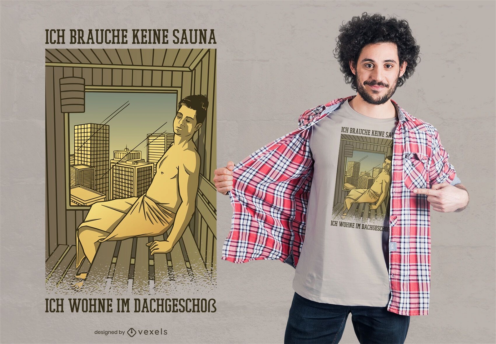 Design de camiseta com cita?es alem?s da sauna