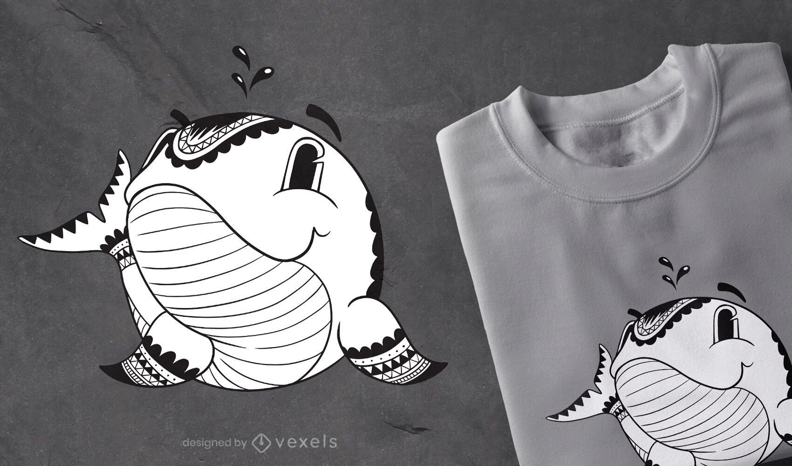 Mandala whale t-shirt design