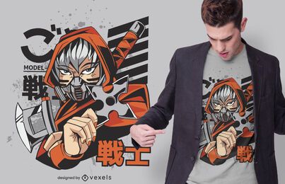 Design de camisetas femininas Ninja
