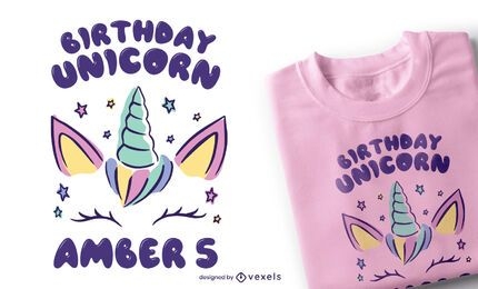 Diseño de camiseta de cita de unicornio de cumpleaños