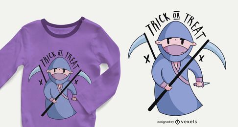 Design de t-shirt de criança ninja de Halloween Design de t-shirt de criança ninja de Halloween