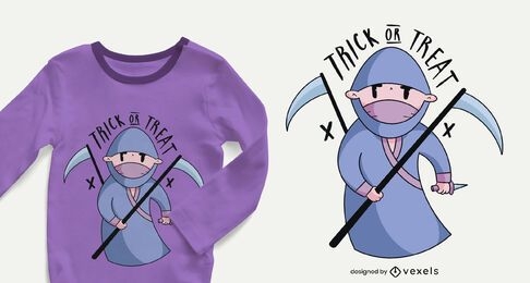 Diseño de camiseta de niño ninja de halloween