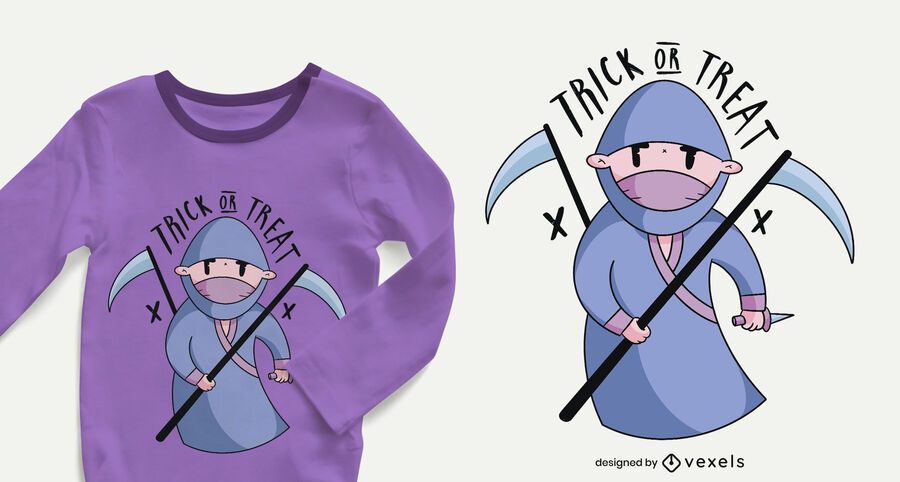 Design de t-shirt de criança ninja de Halloween Design de t-shirt de criança ninja de Halloween