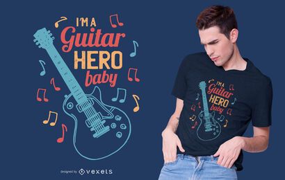 Design de t-shirt de herói de guitarra Design de t-shirt de herói de guitarra