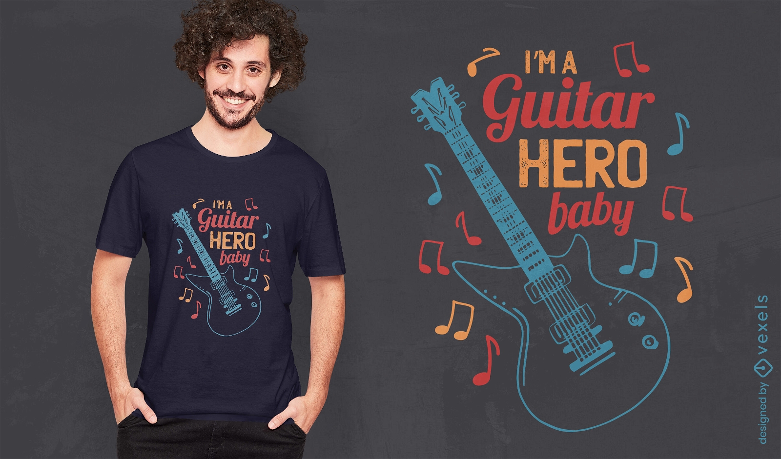 Design de camiseta do her?i da guitarra