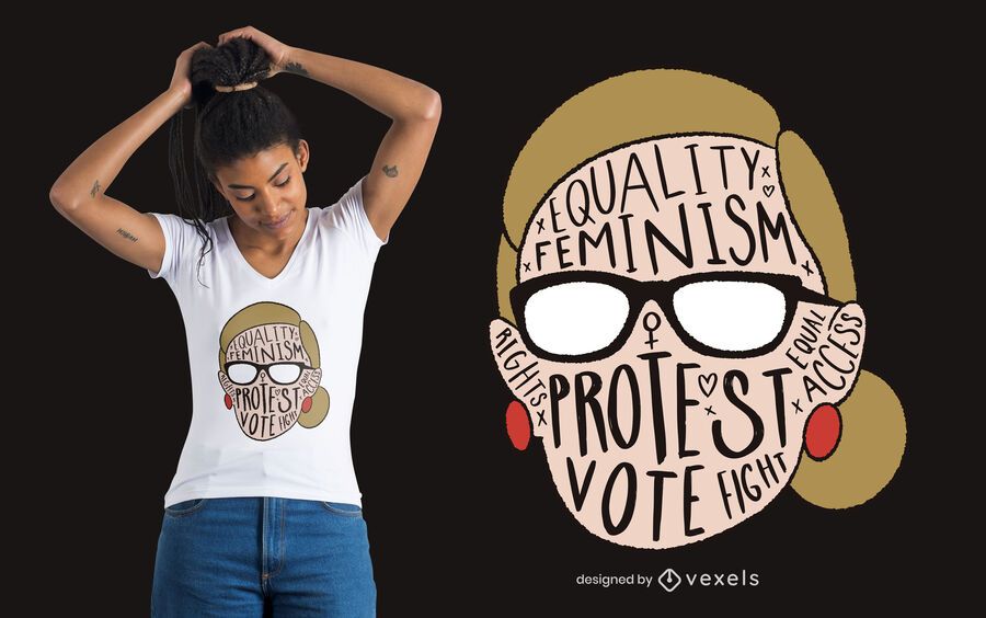 Diseño de camiseta de mujer feminista. Diseño de camiseta de mujer feminista.
