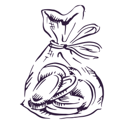 Coin bag hanukkah tradition stroke PNG Design