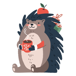 Cute christmas hedgehog illustration PNG Design