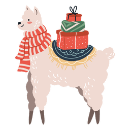 Cute christmas llama with gifts illustration Cute christmas llama with gifts illustration