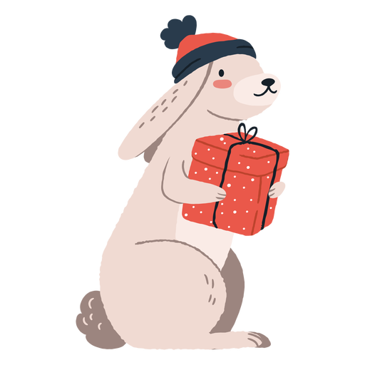 Lindo conejo llevando regalos