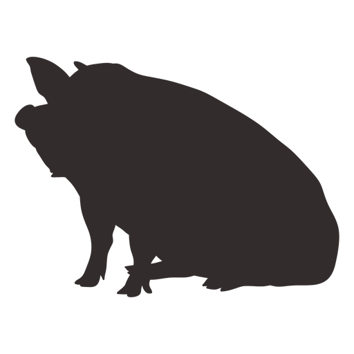 Silueta de cerdo gordo sentado Diseño PNG