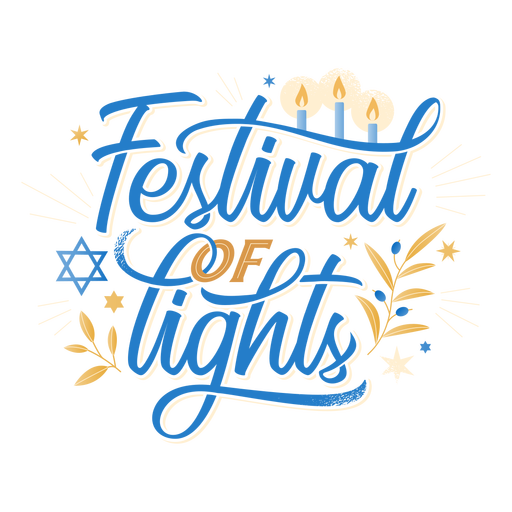 Festival de letras hanukkah de luzes Desenho PNG