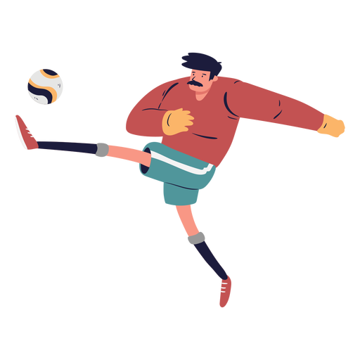 Goalkeeper kicking ball character PNG Design