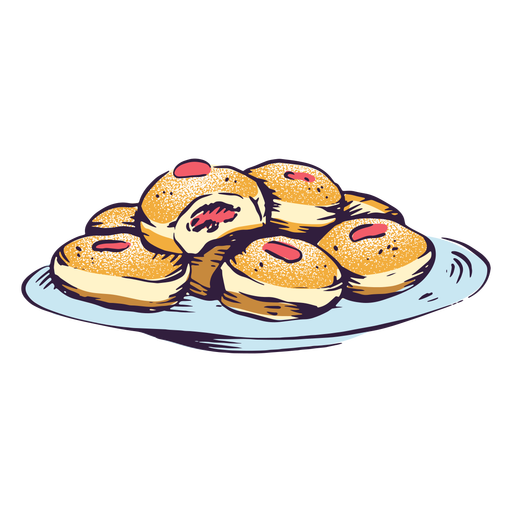 Jelly filled sufganiyot jewish tradition illustration PNG Design