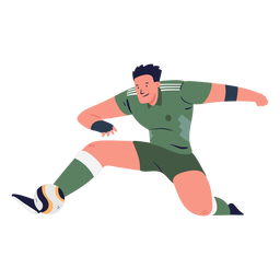 Ilustración de jugador de fútbol masculino pateando pelota Diseño PNG